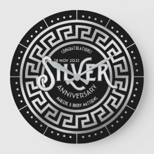 Grande Horloge Ronde 25e Parties scintillant Art déco de l'anniversaire