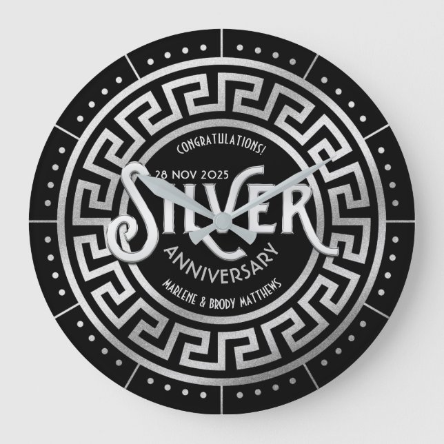 Grande Horloge Ronde 25e Parties scintillant Art déco de l'anniversaire (Recto)