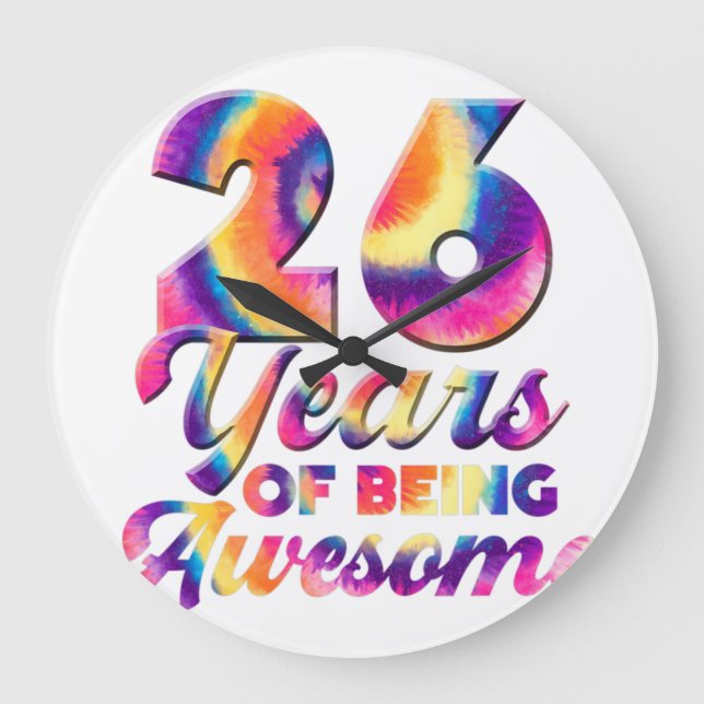 Grande Horloge Ronde 26e anniversaire Tie Dye 26 ans Anniversaire Être  (Recto)