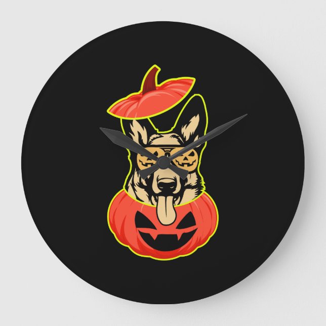 Grande Horloge Ronde 28 German Shepherd In Scary Pumpkin Shirt Funny Cu (Recto)