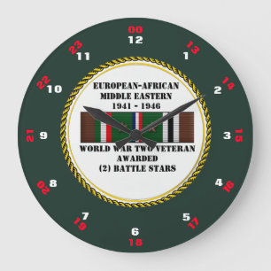 GRANDE HORLOGE RONDE 2 ÉTOILES DE BATAILLE VÉTÉRAN 2ÈME GUERRE MONDIALE