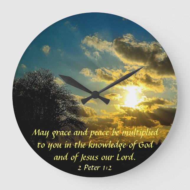 Grande Horloge Ronde 2 Pierre 1:2 ouverture vers la bible du soleil hor (Recto)