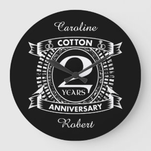 Grande Horloge Ronde 2e anniversaire mariage crête en détresse