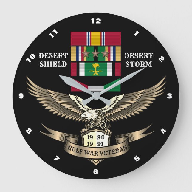 GRANDE HORLOGE RONDE 3 CAMPAIGN STARS GULF WAR VETERANS (Recto)