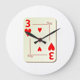Grande Horloge Ronde 3 ou Hearts Playing Card