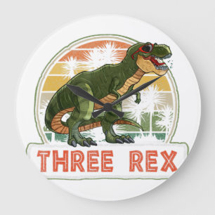 Grande Horloge Ronde 3 Rex Anniversaire 3 Anniversaire Dinosaur 3ème Tr