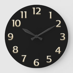 Grande Horloge Ronde 3D Effect Gold Champagne Minimalism Modern Black
