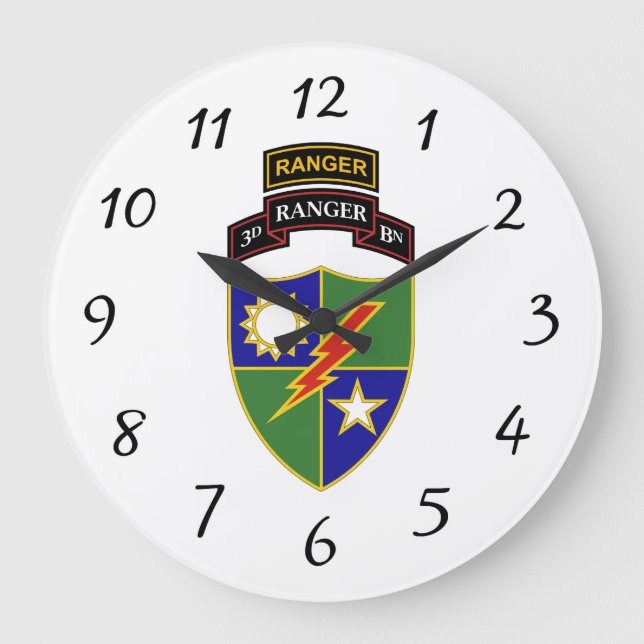 Grande Horloge Ronde 3e Bataillon - 75e Ranger avec tabulation - Horlog (Recto)