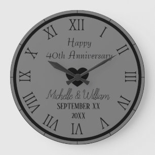 Grande Horloge Ronde  40e anniversaire de mariage personnalisé