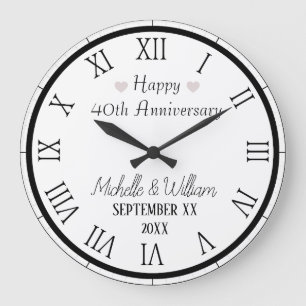Grande Horloge Ronde 40e anniversaire du Mariage Personnalisé