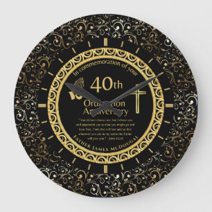 Grande Horloge Ronde 40E Ordination Anniversaire Prêtre PERSONNALISÉ