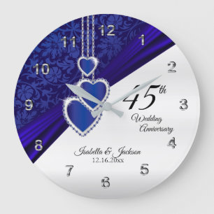 Grande Horloge Ronde 45ème / 65ème Sapphire Mariage Anniversaire Keepsa