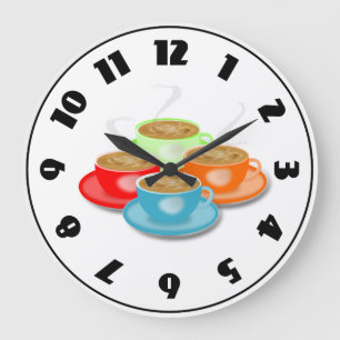 Grande Horloge Ronde 4 Cups of Coffee Clock