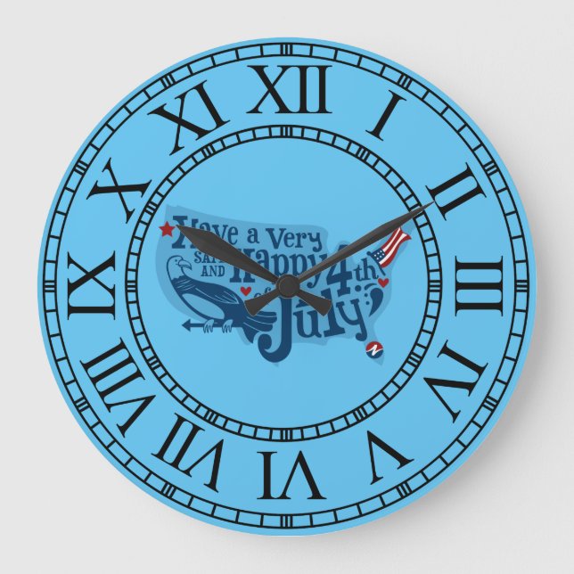 Grande Horloge Ronde 4 juillet Sûr Et Heureux (Recto)