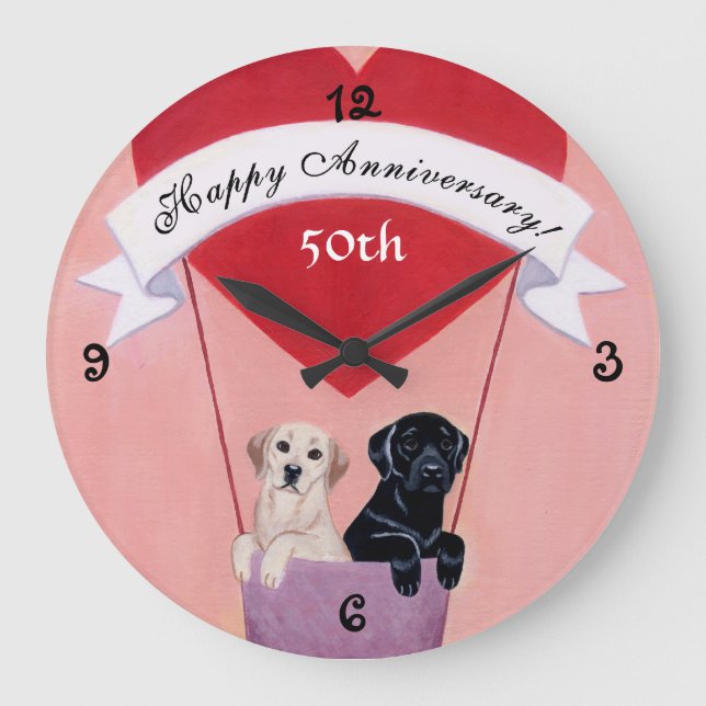 Grande Horloge Ronde 50e anniversaire Black & Yellow Labradors (Recto)