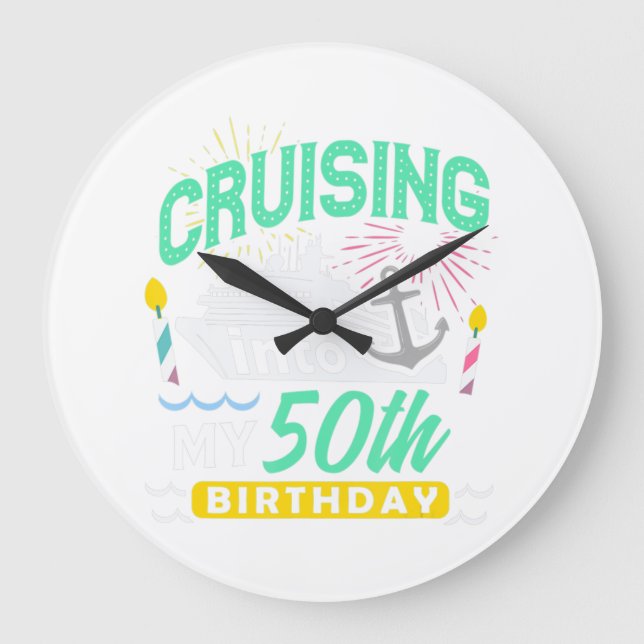 Grande Horloge Ronde 50e anniversaire Croisière Voyage Cadeau Anniversa (Recto)