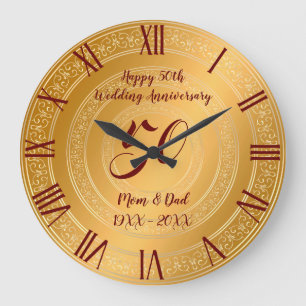 Grande Horloge Ronde 50e anniversaire de luxe Happy Gold