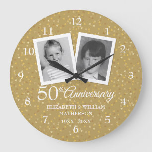 Grande Horloge Ronde 50e anniversaire de mariage 2 photos d'enfance