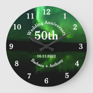 Grande Horloge Ronde 50e anniversaire de mariage Aurore Boréale 