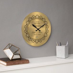 Grande Horloge Ronde 50e anniversaire de mariage BlackMandala sur or