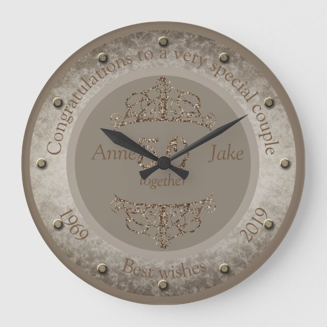 Grande Horloge Ronde 50e anniversaire de Mariage Cadeaux pour les coupl (Recto)