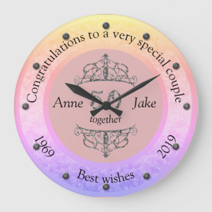 Grande Horloge Ronde 50e anniversaire de Mariage Cadeaux pour les coupl