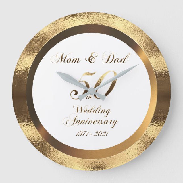 Grande Horloge Ronde 50e anniversaire de Mariage d'or pour Maman et Pap (Recto)