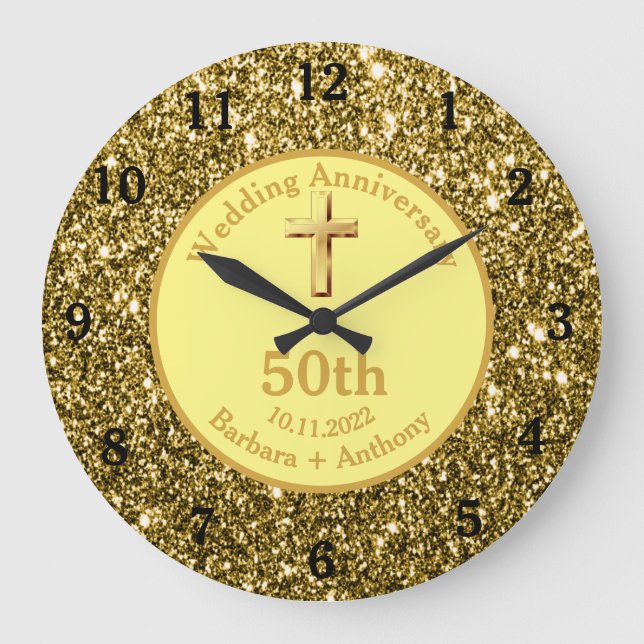 Grande Horloge Ronde 50e anniversaire de mariage or religieux Lar (Recto)