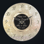 Grande Horloge Ronde 50e anniversaire du Chic Confetti Bokeh<br><div class="desc">Elégante horloge de l'anniversaire mariage des diamants d'or.</div>