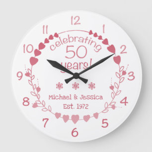 Grande Horloge Ronde 50e anniversaire du Mariage Coeurs