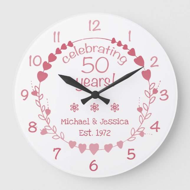 Grande Horloge Ronde 50e anniversaire du Mariage Coeurs (Recto)