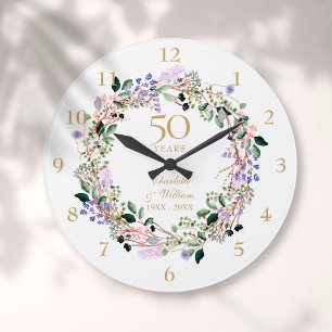 Grande Horloge Ronde 50e anniversaire du Mariage Floral Lavender Garlan