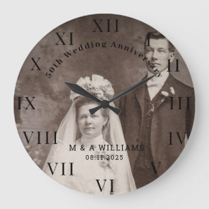 Grande Horloge Ronde 50e anniversaire du Mariage Photo moderne élégante