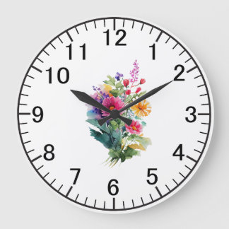 Grande Horloge Ronde 50e anniversaire Mariage rose Rose verdure