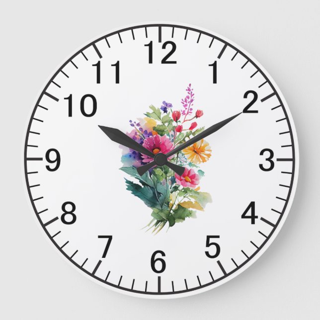 Grande Horloge Ronde 50e anniversaire Mariage rose Rose verdure (Recto)