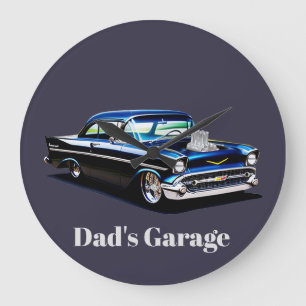 Grande Horloge Ronde 57 Voiture classique soufflée Muscle Rod