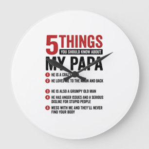 Grande Horloge Ronde 5 choses à propos de mon papa design de t-shirt vi