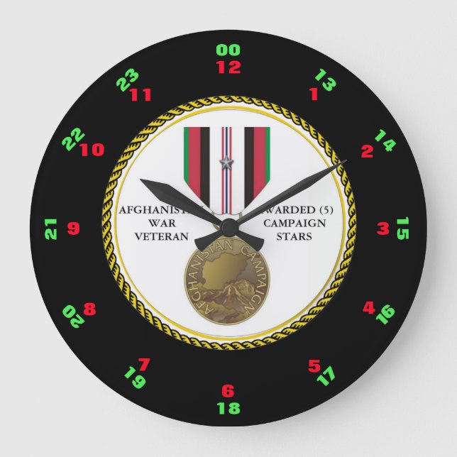 GRANDE HORLOGE RONDE 5 ÉTOILES DE CAMPAGNE VÉTÉRAN DE GUERRE EN AFGHANI (Recto)