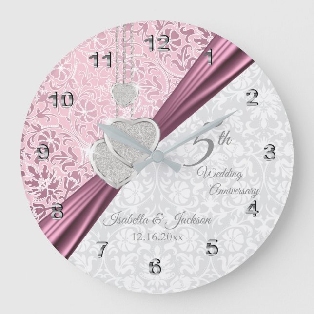 Grande Horloge Ronde 5e anniversaire de Mariage rose Keepsaké (Recto)