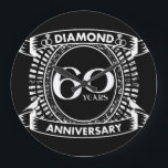 Grande Horloge Ronde 60ème jour de l'anniversary<br><div class="desc">A romantic design to celebrate your 60th year of marriage. If you would like any help customizing this design please contact me, their an ask this designer button, just below this text. This sixtieth, 60 ans de wedding anniversary crest has the text diamond as that is the traditional gift for...</div>