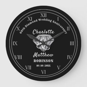 Grande Horloge Ronde 60th Anniversary Diamond Wedding Gift Personalized