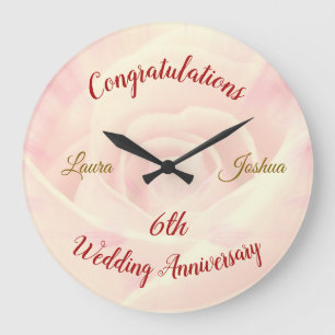 Grande Horloge Ronde 6e anniversaire Mariage personnalisé Grande horlog