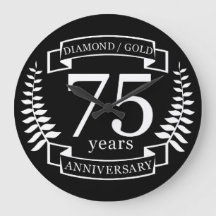 Grande Horloge Ronde 75e ANNIVERSAIRE Mariage DIAMOND GOLD