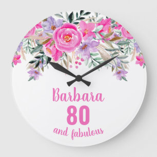 Grande Horloge Ronde 80e anniversaire rose floral