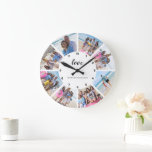 Grande Horloge Ronde 8 Collage photo personnalisé<br><div class="desc">8 Photo Collage Modèle personnalisé horloge murale .. simplement ajouter vos propres photos et texte à cette grande horloge murale .. facile à personnaliser .. personnalisable horloge modèle photo de Ricaso - idéal-idées cadeaux - ajouter votre nom de famille ou d'autre texte. un souvenir merveilleux pour vous-même ou les autres....</div>