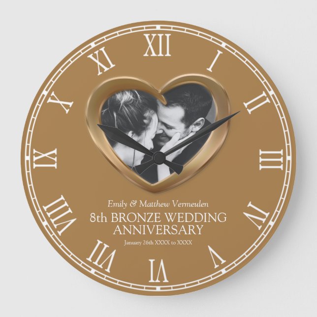 Grande Horloge Ronde 8e anniversaire du mariage de bronze coeur photo p (Recto)