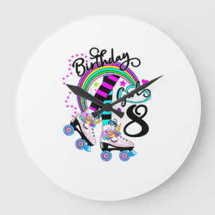 Grande Horloge Ronde 8ème Anniversaire de Licorne à Roulettes pour Fill