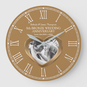 Grande Horloge Ronde 8th Bronze wedanniversary custom photo heart