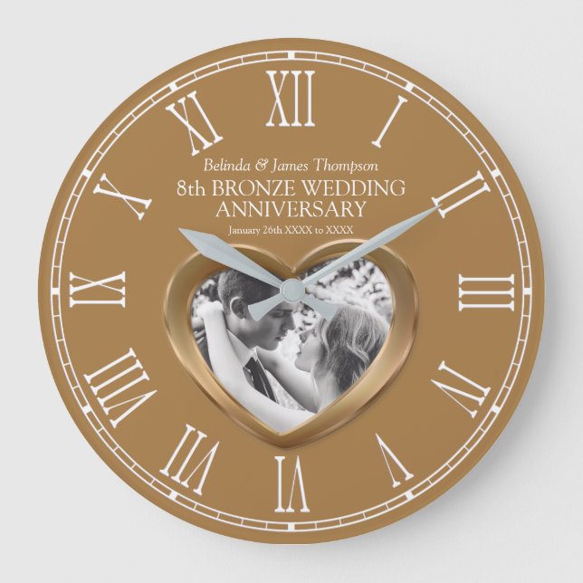 Grande Horloge Ronde 8th Bronze wedanniversary custom photo heart (Recto)