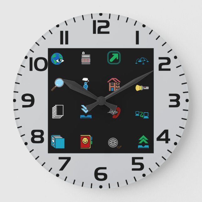 Grande Horloge Ronde 90s Retro Tech and Web Icon Pattern (Recto)